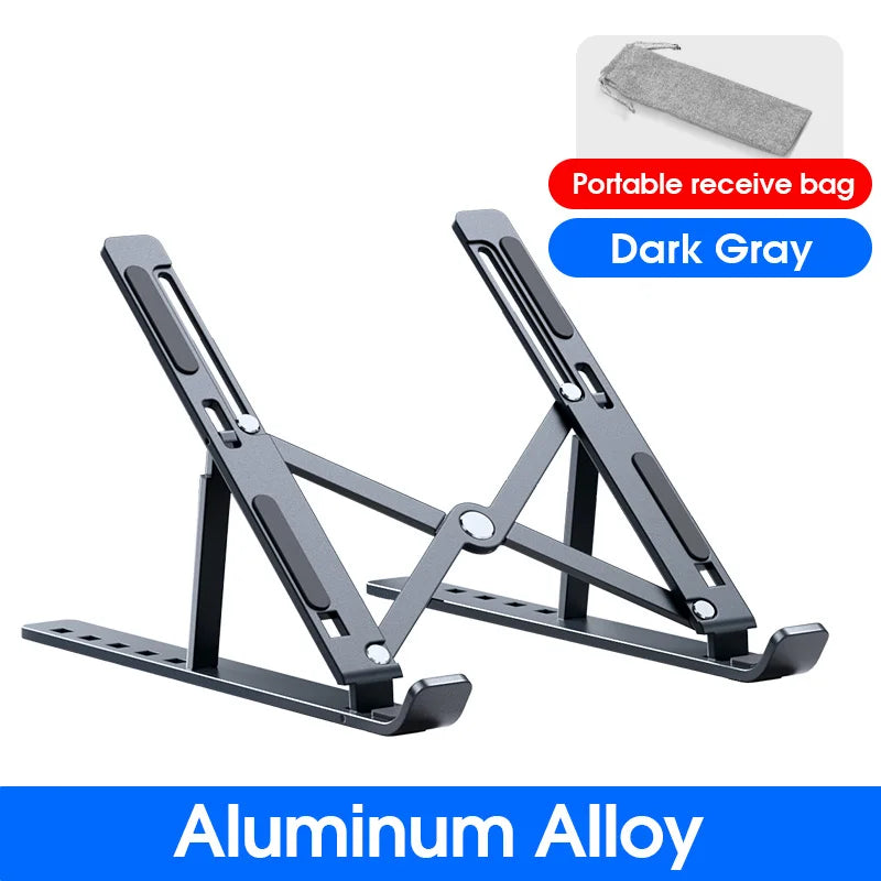 Adjustable Aluminum Laptop Stand. Ergonomic Height & Cooling