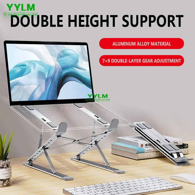 Adjustable Aluminum Laptop Stand. Ergonomic Height & Cooling