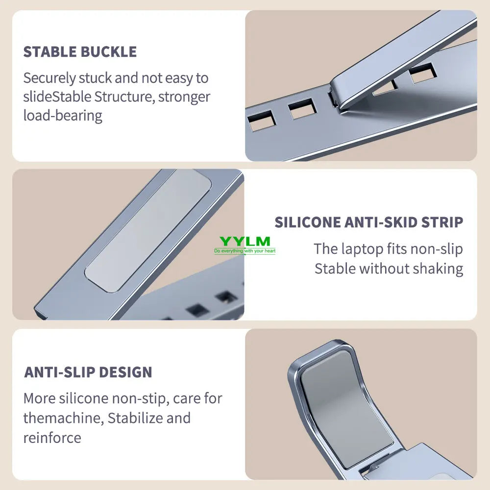 Adjustable Aluminum Laptop Stand. Ergonomic Height & Cooling