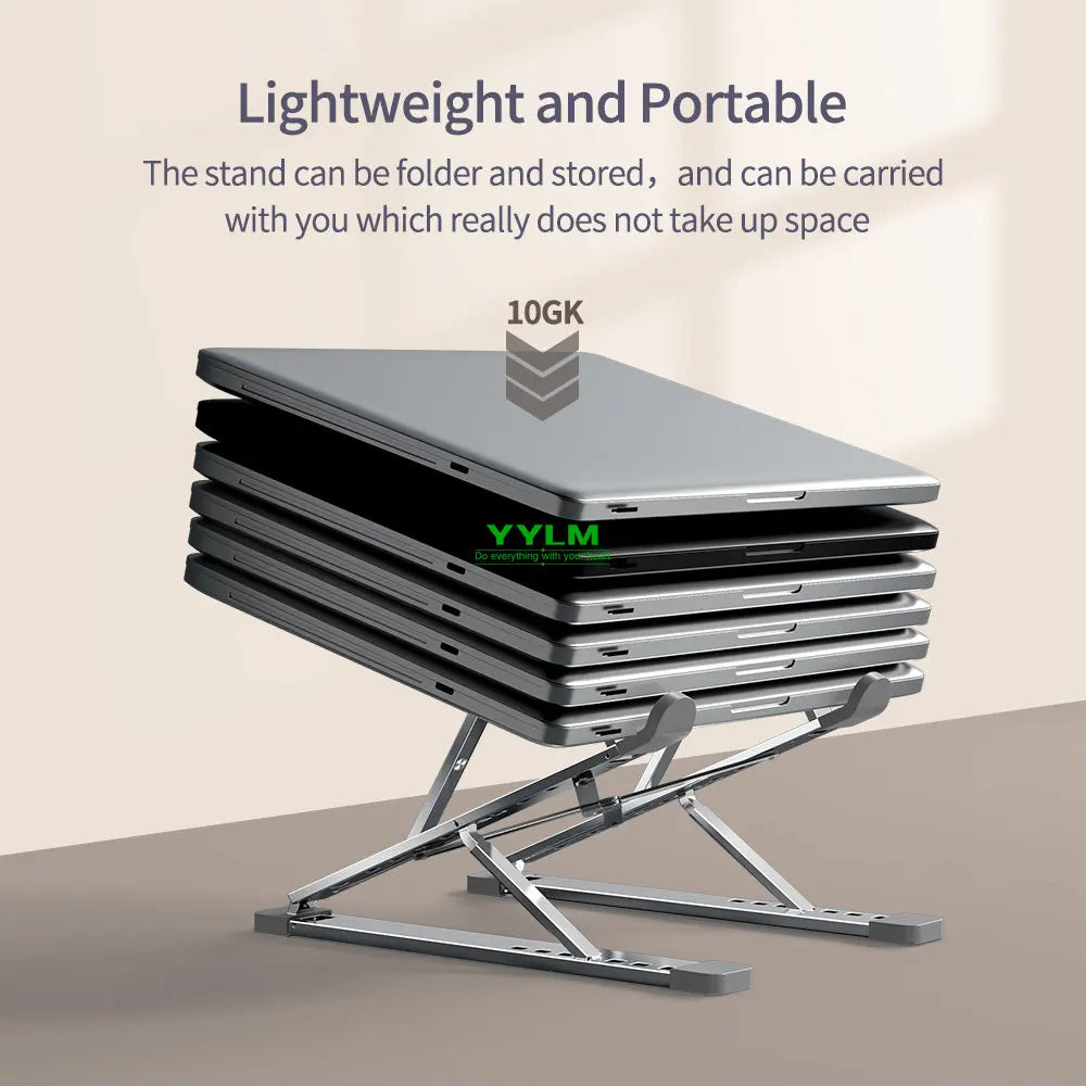 Adjustable Aluminum Laptop Stand. Ergonomic Height & Cooling