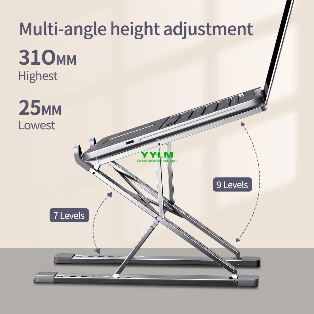 Adjustable Aluminum Laptop Stand. Ergonomic Height & Cooling