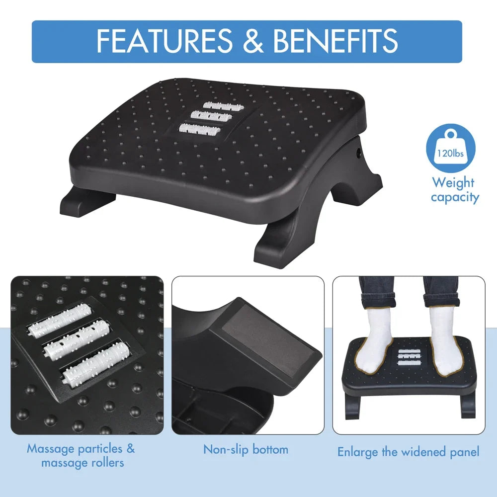 Ergonomic Under-Desk Footrest. All-Day Support & Comfort